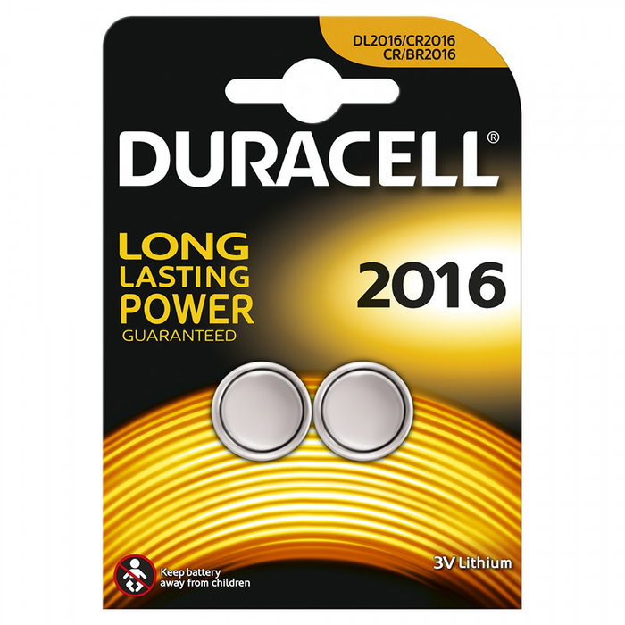 Duracell Pilas de Botón Litio CR2016 3V Pack de 2